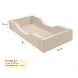 Cama Infantil Espumada Clara Premium Conforto Quarto Criança Proteção Moderna com Colchão Cor Bege - 5