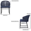 Ver imagem 2 de 1 Cadeira Noronha Aluminio Micro Pintura Preta, Tr. Telinha Corda Nautica Azul Marinho, Estofado -