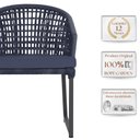 Ver imagem 3 de 1 Cadeira Noronha Aluminio Micro Pintura Preta, Tr. Telinha Corda Nautica Azul Marinho, Estofado -