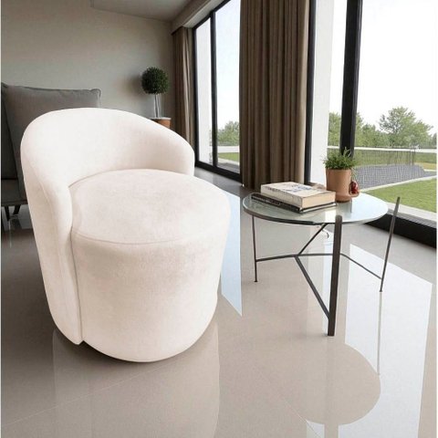 Poltrona Decorativa Yara Orgânica Veludo Marfim
