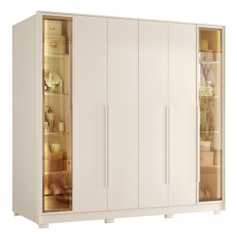 Guarda Roupas Casal Reflecta com LED 6 Portas 4 Gavetas Monterrey