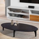 Ver imagem 1 de Mesa de Centro Oval Orgânico Pés Madeira Maciça Laminada 100% MDF 100x45cm Canada Preto