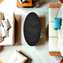 Mesa de Centro Oval Orgânico em MDF Pés Madeira Maciça Laminada 100x45cm Canada - 6