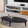 Mesa de Centro Oval Orgânico em MDF Pés Madeira Maciça Laminada 100x45cm Canada - 2