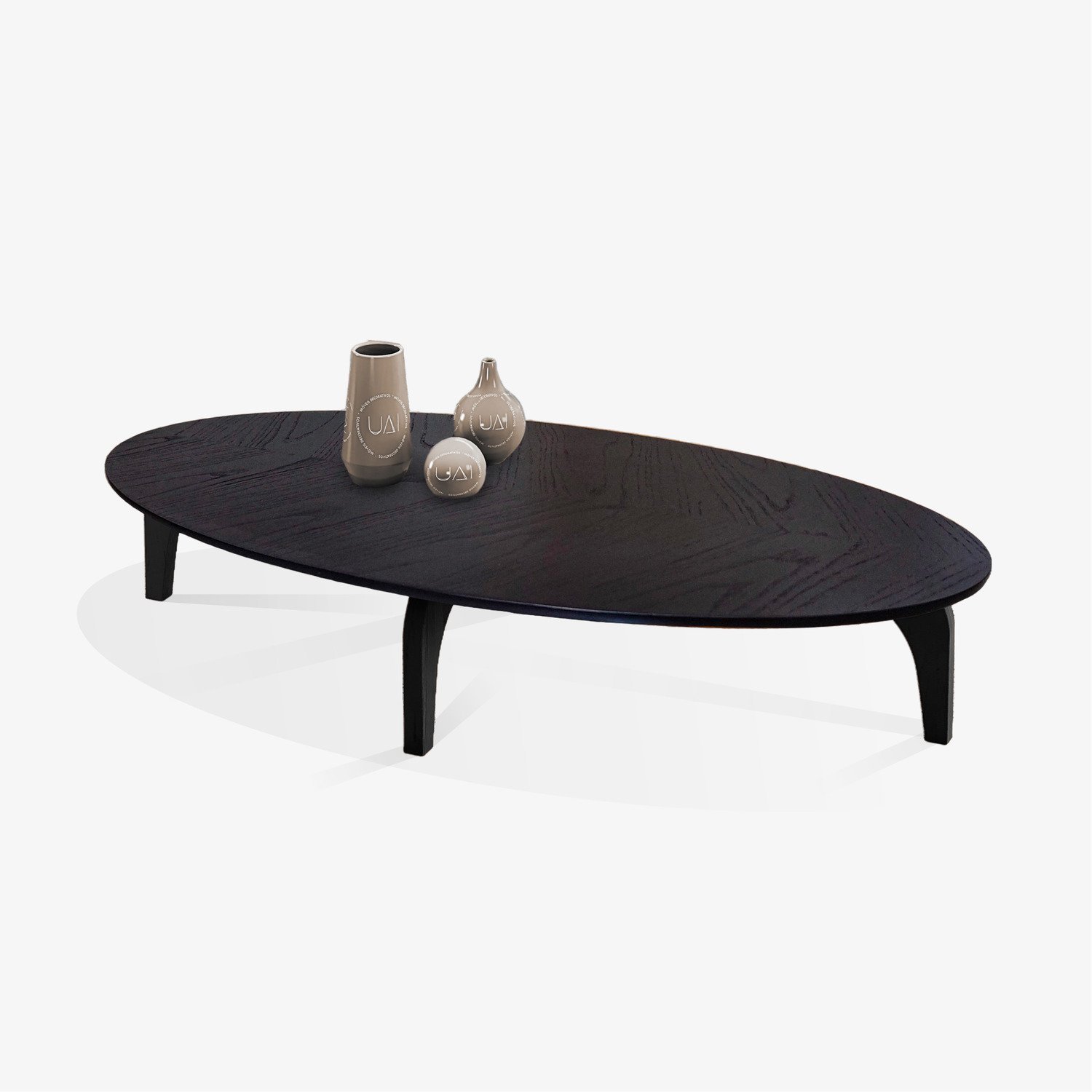 Mesa de Centro Oval Orgânico Laminada 100x45cm Canada Ébano - 3