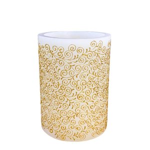 Vela Luminaria Cilindrica Branco e Dourado P