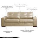 Ver imagem 3 de Sofá Decorativo 2 Lugares Turim 200cm Couro Bege G58 - Gran Belo