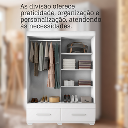 Guarda-roupa Solteiro 2 Portas de Correr 2 Gavetas Sereno - 9