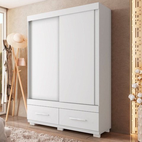 Guarda-Roupa Solteiro 2 Portas de Correr 2 Gavetas  Sereno Branco