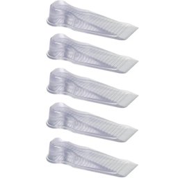 Kit 5 Trava Portas Cunhas Aparadores Calços Transparentes Antiderrapantes Pvc Chão - 1