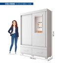 Ver imagem 4 de Guarda-roupa Solteiro com Espelho 2 Portas de Correr 2 Gavetas Sereno