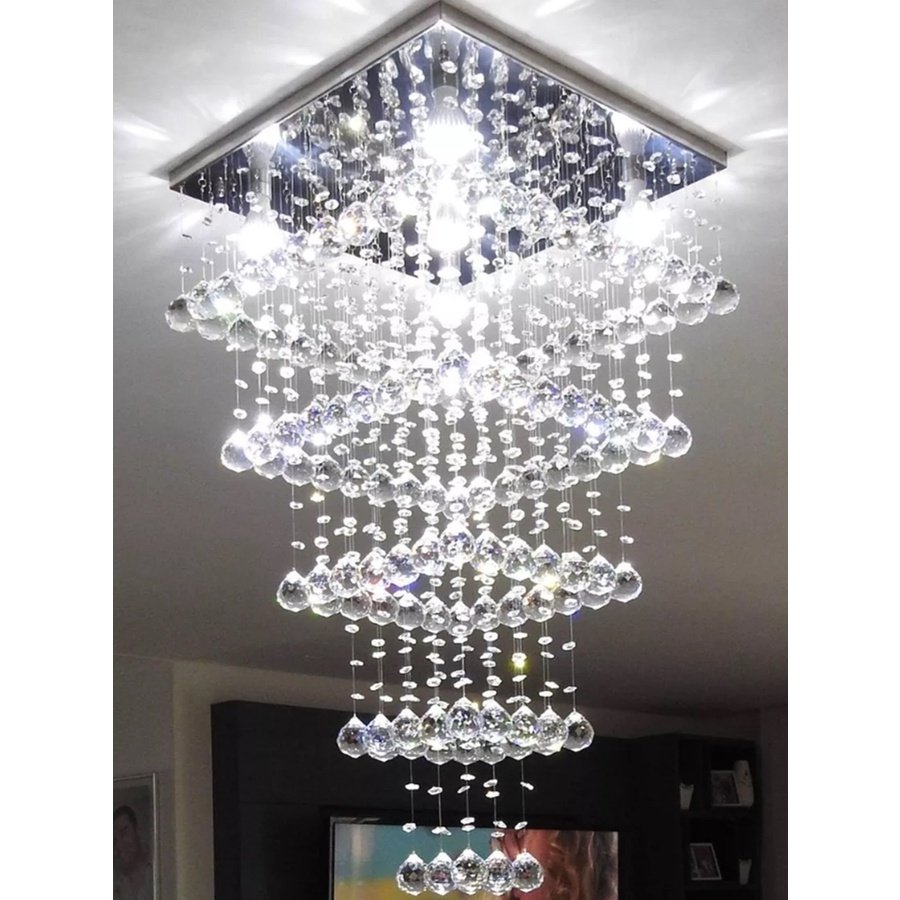 Lustre Teto Cristal para Sala de Jantar Alto Brilho:60cm/bivolt - 4