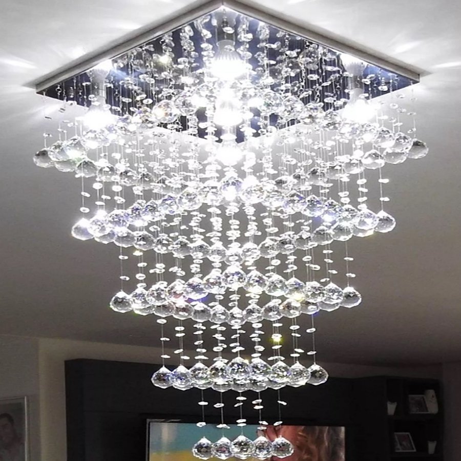 Lustre Teto Cristal para Sala de Jantar Alto Brilho:60cm/bivolt - 2