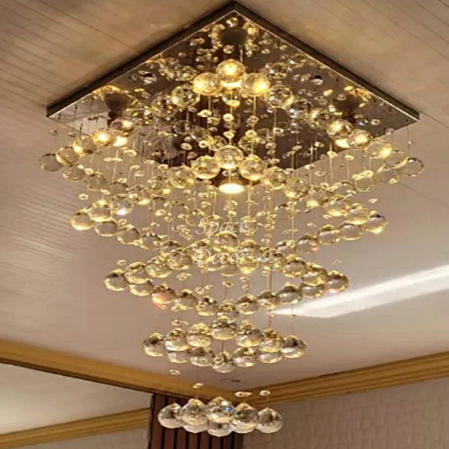 Lustre Teto Cristal para Sala de Jantar Alto Brilho:60cm/bivolt - 3