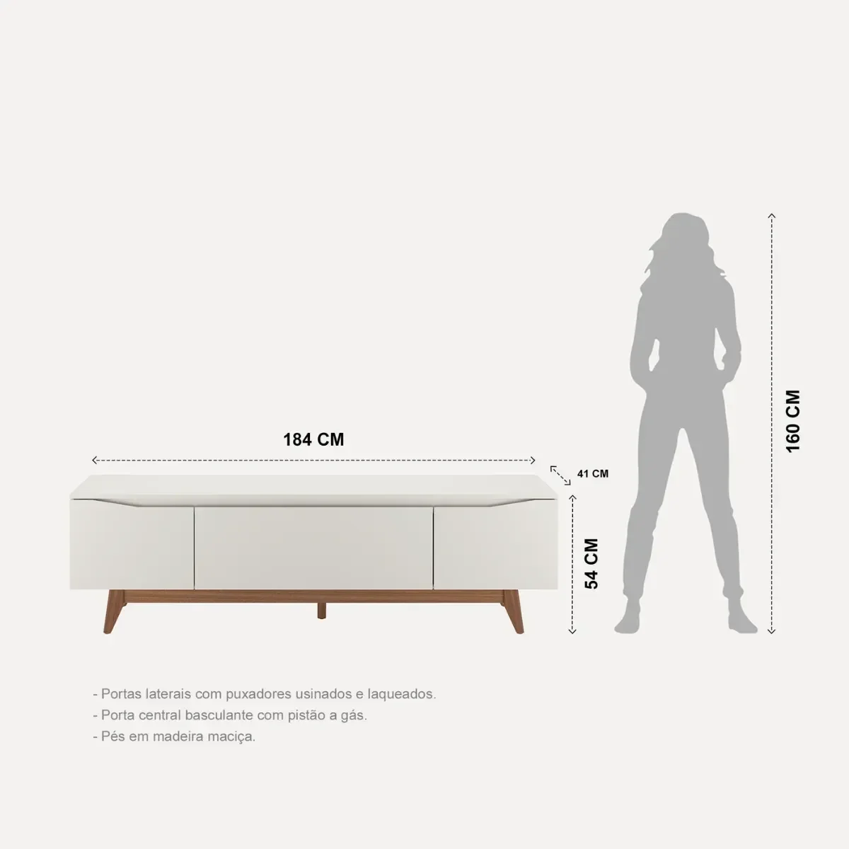 Ver imagem 3 de Rack para TV até 75 Polegadas Pés em Madeira Maciça 180cm Flynt