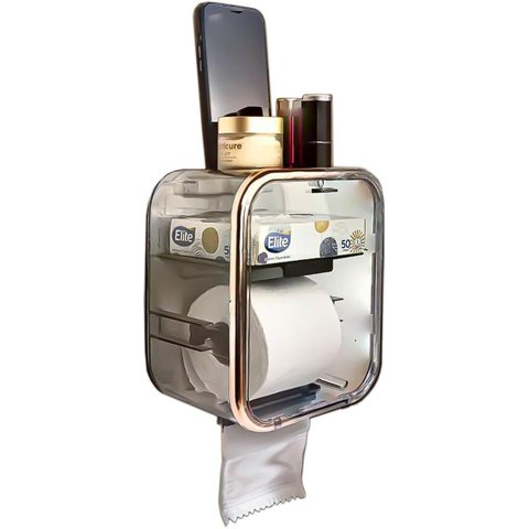 Porta Papel Higiênico com Fixação sem Furo - Design Moderno