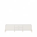 Ver imagem 2 de Rack para TV até 75 Polegadas MDF 220cm 2 Portas 2 Gavetas Dourados Off-White Jasper Branco