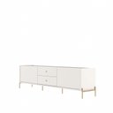 Ver imagem 5 de Rack para TV até 75 Polegadas MDF 220cm 2 Portas 2 Gavetas Dourados Off-White Jasper Branco