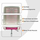 Ver mais imagens de Cadeira de Escritório Oficial Esteirinha Mesh Ergonômica Giratória - Rosa - 1
