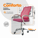 Ver imagem 4 de Cadeira de Escritório Oficial Esteirinha Mesh Ergonômica Giratória - Rosa - 1