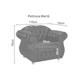 Poltrona para Sala de Estar Chest Merlô Design de Luxo - 3
