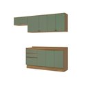 Ver imagem 2 de Armário de Cozinha Completa 100% Mdf 260cm Nogueira/verde Celeste Kappesberg