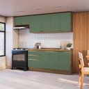 Ver imagem 1 de Armário de Cozinha Completa 100% Mdf 260cm Nogueira/verde Celeste Kappesberg