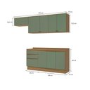 Ver imagem 3 de Armário de Cozinha Completa 100% Mdf 260cm Nogueira/verde Celeste Kappesberg