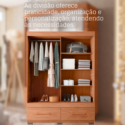 Guarda-roupa Solteiro com Espelho 2 Portas de Correr 2 Gavetas Sereno - 9