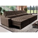 Ver imagem 1 de Sofá Retrátil e Reclinável 3,85m Cama inBox Big Puffer com SoftGel D40 Velupluma Café