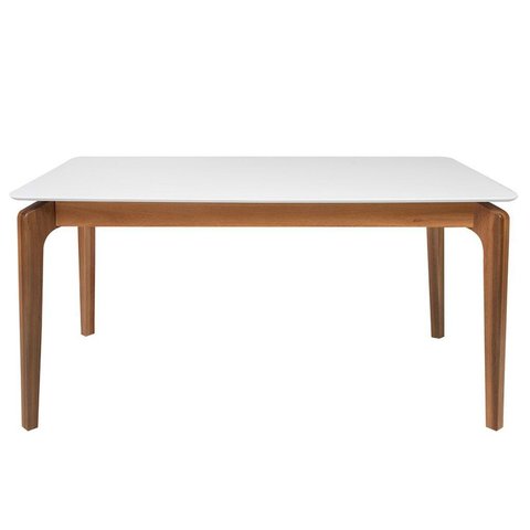 Mesa de Jantar Portugal em Madeira Maciça e MDF L 160 X P 90 X Alt 77 Bege/Marrom/Off White