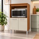 Ver imagem 6 de Balcão Multiuso 2 Portas Talita Nicho Aberto MDP Cozinha Lavanderia:Freijo Off White