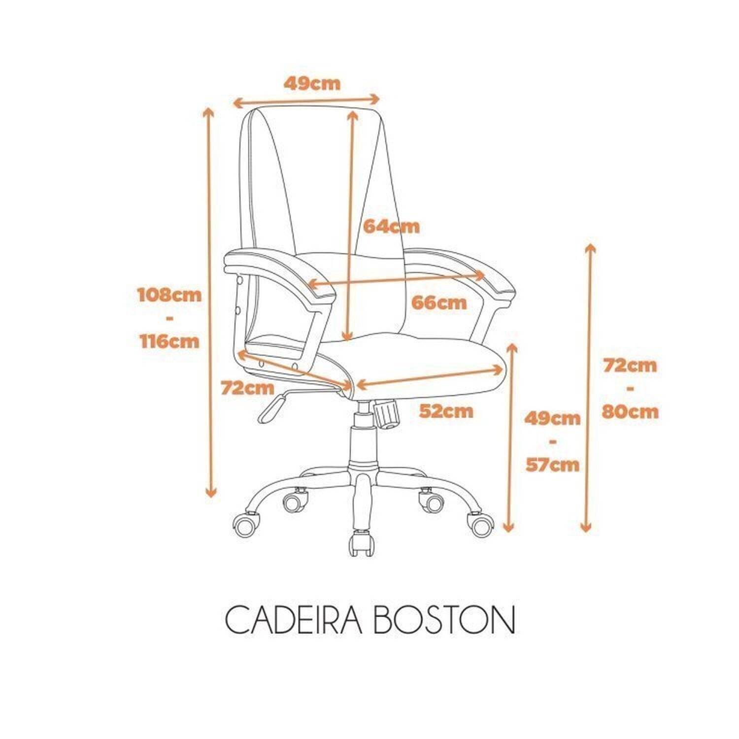 Kit 6 Cadeiras para Escritório Presidente em Couro Ecologico com Relax Boston - 6