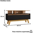 Ver imagem 4 de Rack Bancada Tv 50 Pol 120 Cm Rubi Cinamomo Preto Bechara
