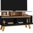 Ver imagem 2 de Rack Bancada Tv 50 Pol 120 Cm Rubi Cinamomo Preto Bechara