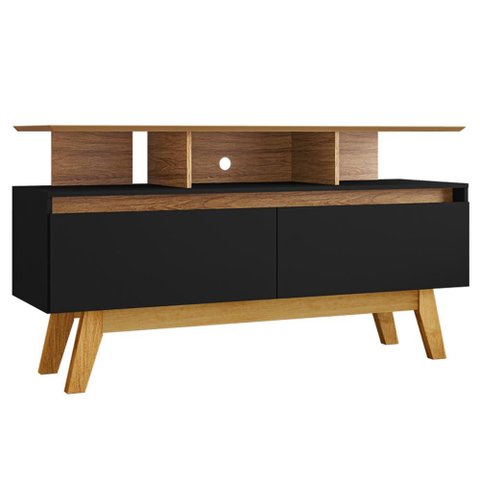 Rack Bancada Tv 50 Pol 120 Cm Rubi Cinamomo Preto Bechara