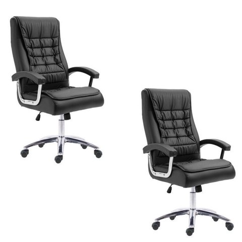 Kit 2 Cadeiras Escritório Presidente Ergonômica NR17 Corino Mola Ensacada
