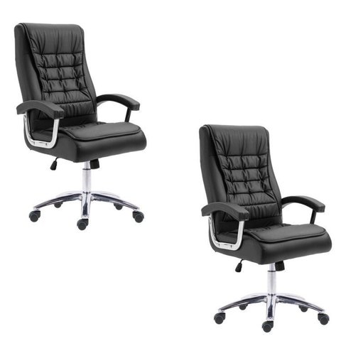 Kit 2 Cadeiras Escritório Presidente Ergonômica NR17 Corino Mola Ensacada Preto