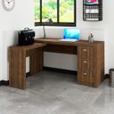 Ver imagem 2 de Conjunto Escritório Completo Com 2 Mesas em L e 6 Gavetas Cor: Nogal