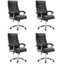Ver imagem 1 de Kit 4 Cadeiras Escritório Presidente Ergonômica NR17 Corino Mola Ensacada Preto
