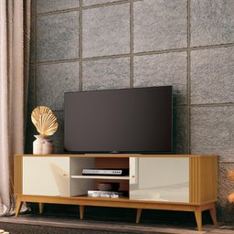 Rack Bancada Para Sala TV Até 60 Polegadas Legacy Cedro / Off White - 2