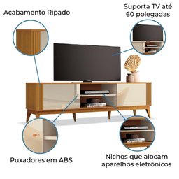 Rack Bancada Para Sala TV Até 60 Polegadas Legacy Cedro / Off White - 4