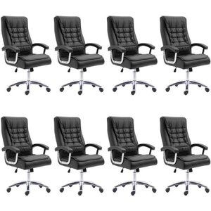 Kit 8 Cadeiras Escritório Presidente Ergonômica NR17 Corino Mola Ensacada