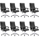 Ver imagem 1 de Kit 8 Cadeiras Escritório Presidente Ergonômica NR17 Corino Mola Ensacada Preto