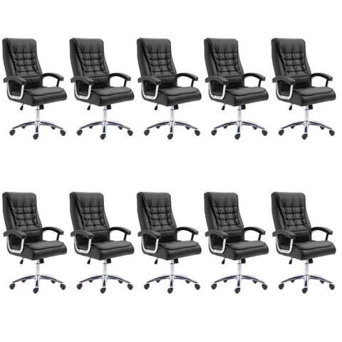 Kit 10 Cadeiras Escritório Presidente Ergonômica NR17 Corino Mola Ensacada