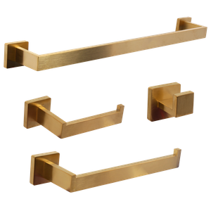 Kit Acessórios para Banheiro Inox Premium Dourado 4 Peças