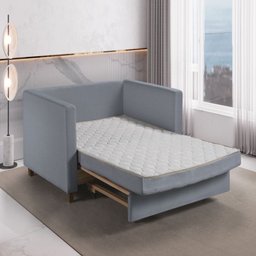 Sofa Cama Frisa Colchao Casal Pes de Madeira Talento Móveis - 3