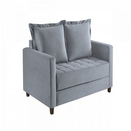 Sofa Cama Frisa Colchao Casal Pes de Madeira Talento Móveis - 2