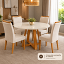 Ver imagem 2 de Mesa para Sala de Jantar Tampo MDF Vidro Temperado 4 mm Redonda para 4 Lugares