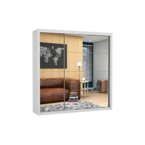 Guarda Roupa Casal Porta Correr com Espelho 3 Portas e 4 Gavetas Veneza Gold – Branco